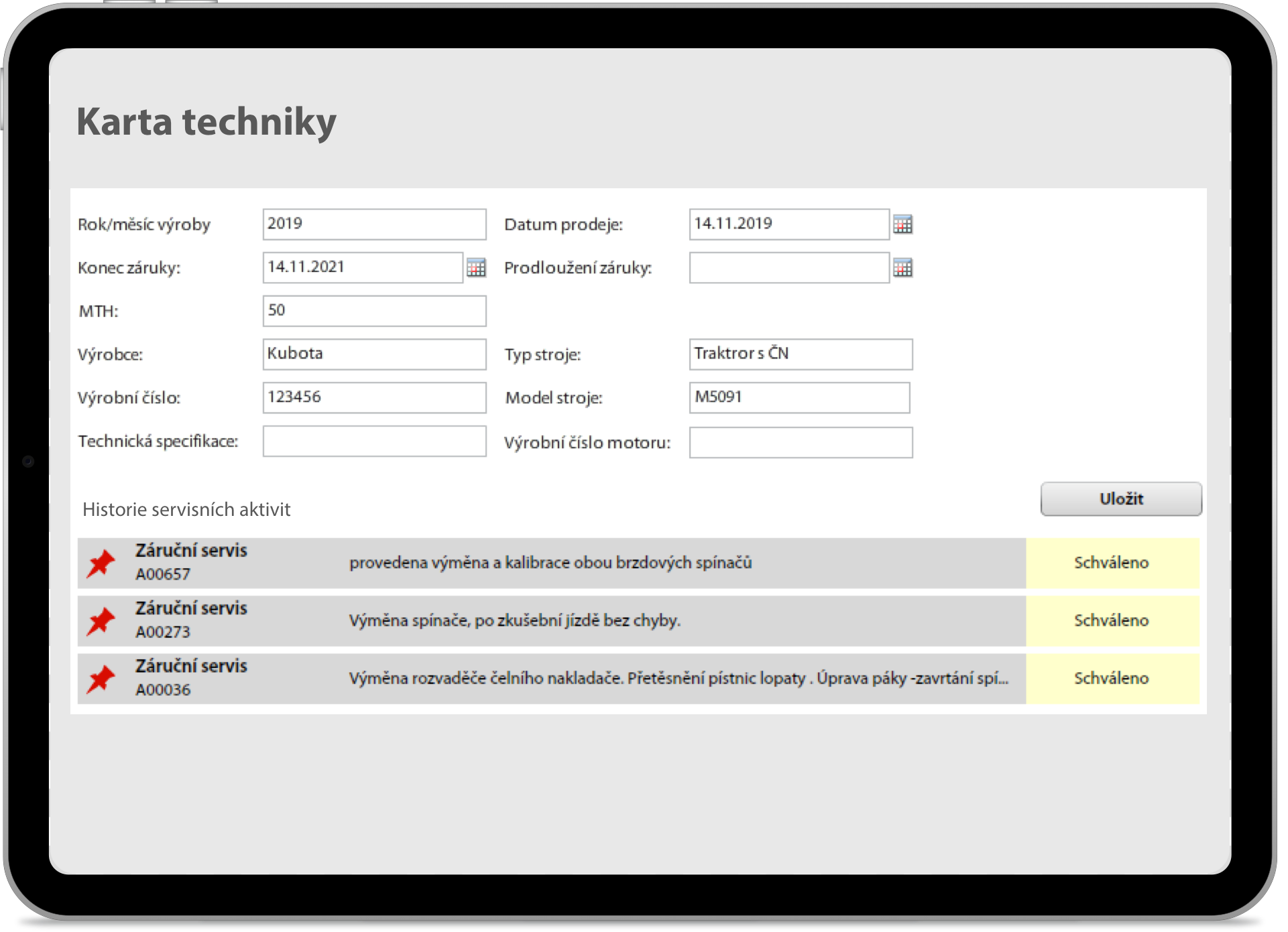Karta techniky - automatizace servisu
