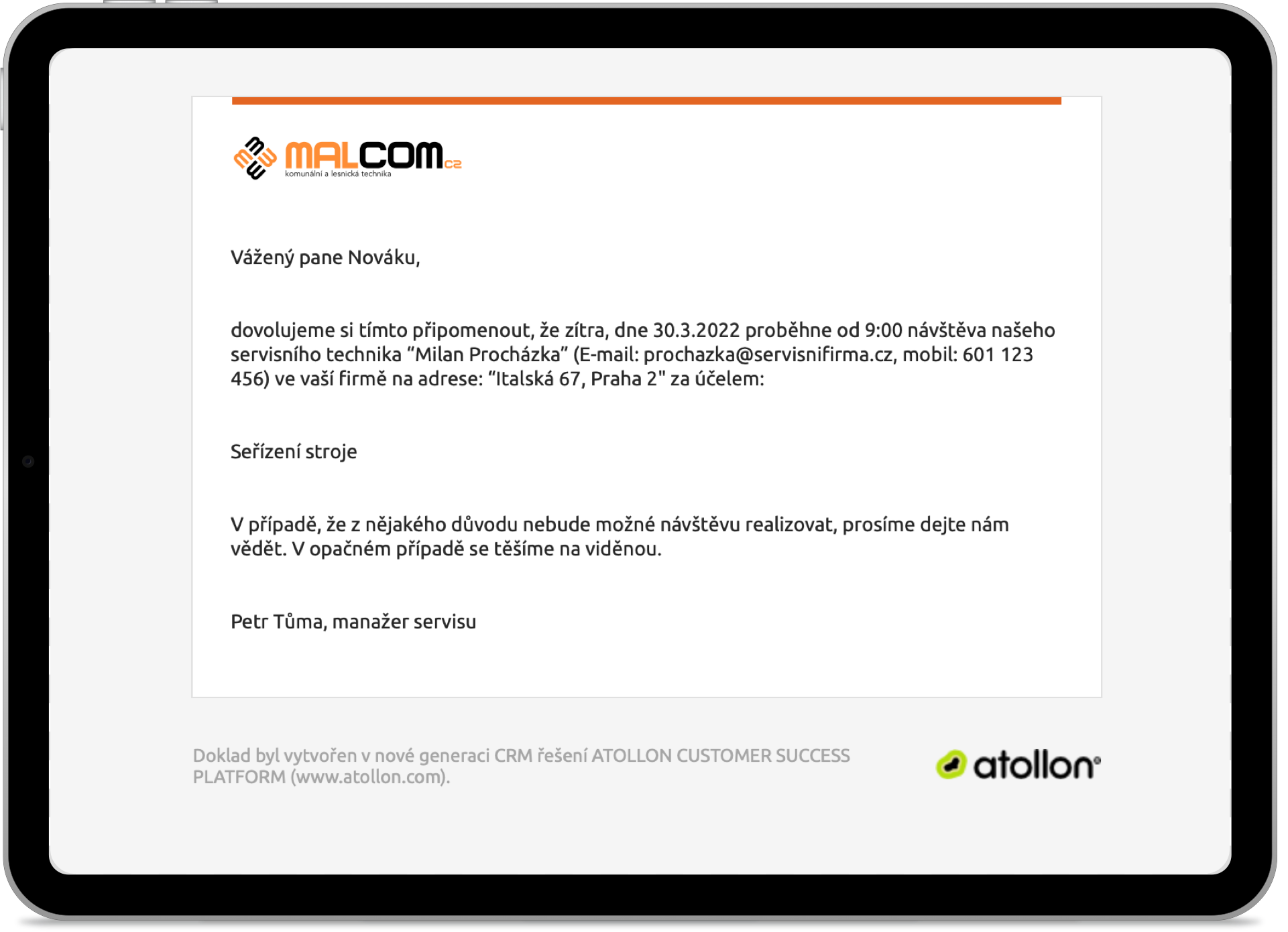 Service activity notification