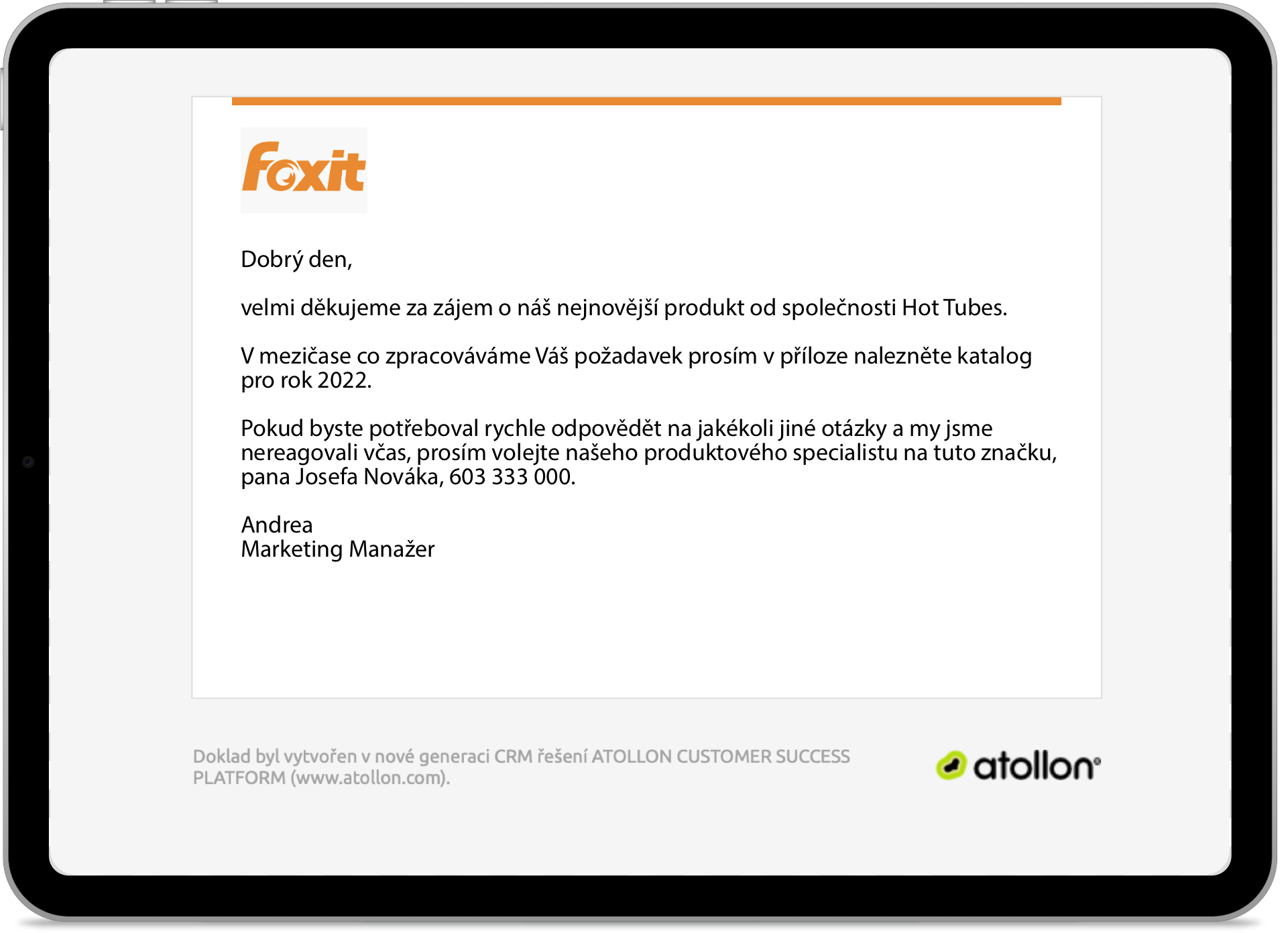 Poděkování za webovou poptávku - e-mail