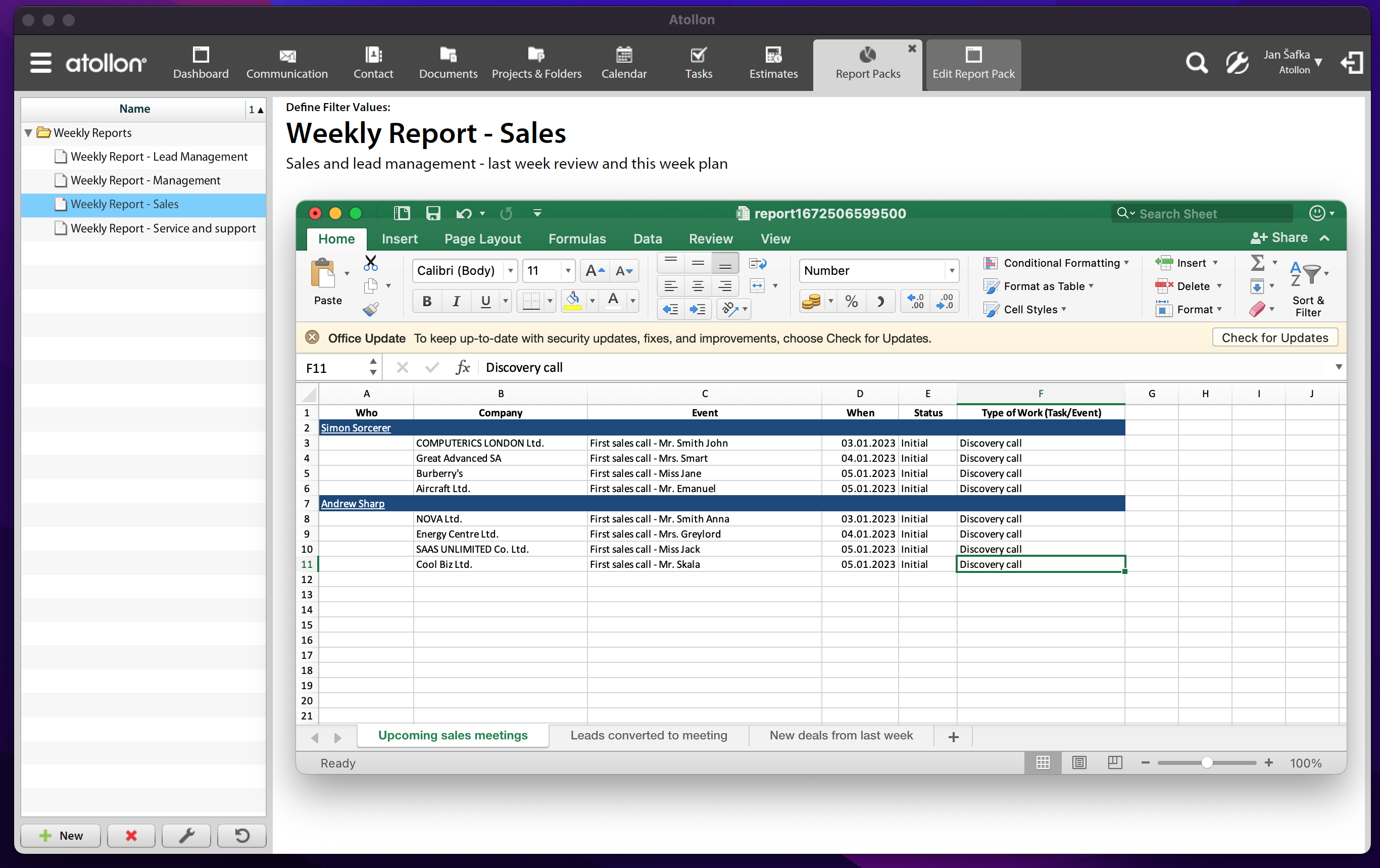 Weekly Report Pack - Sales