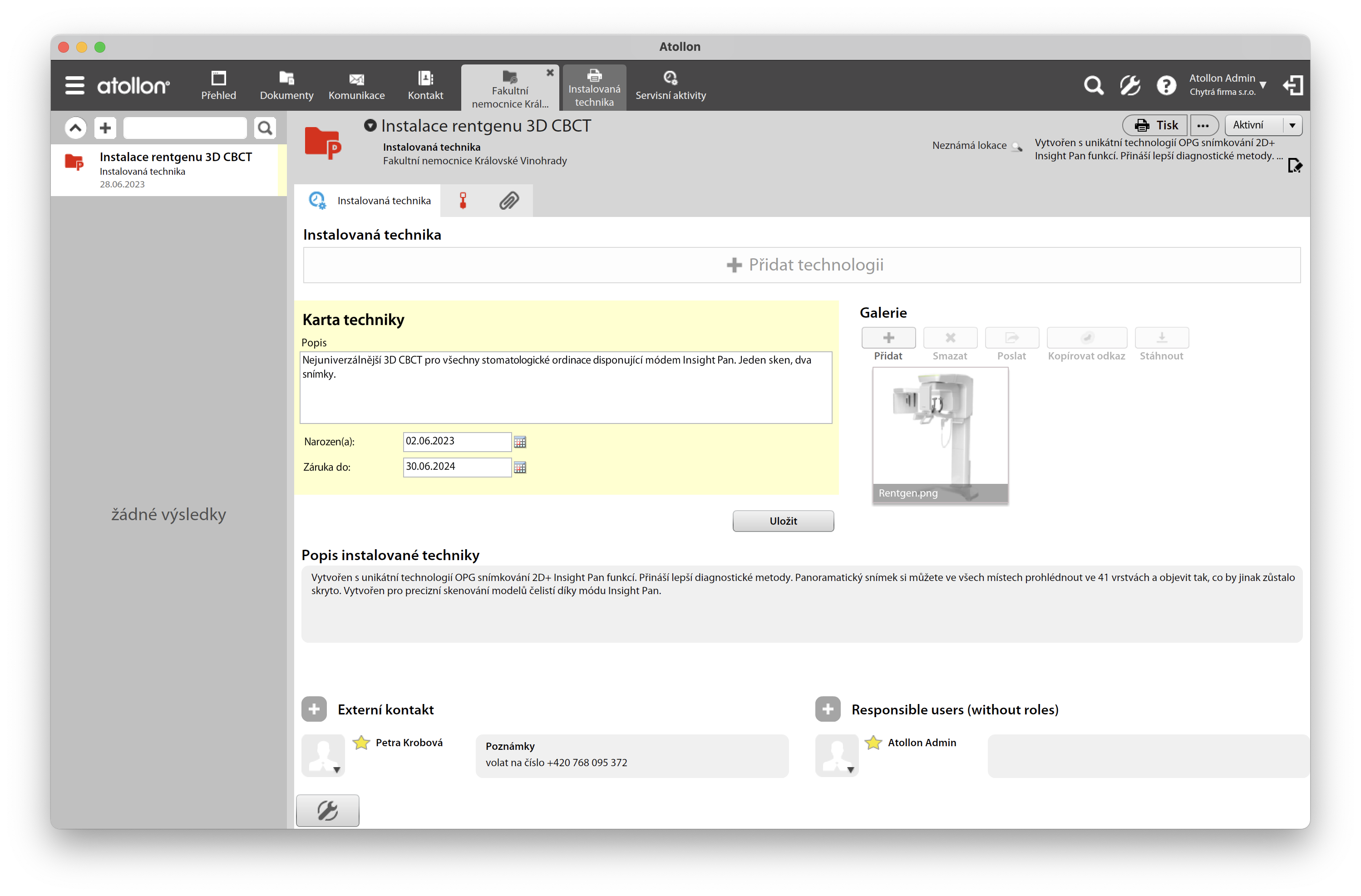 instalovaná technika
