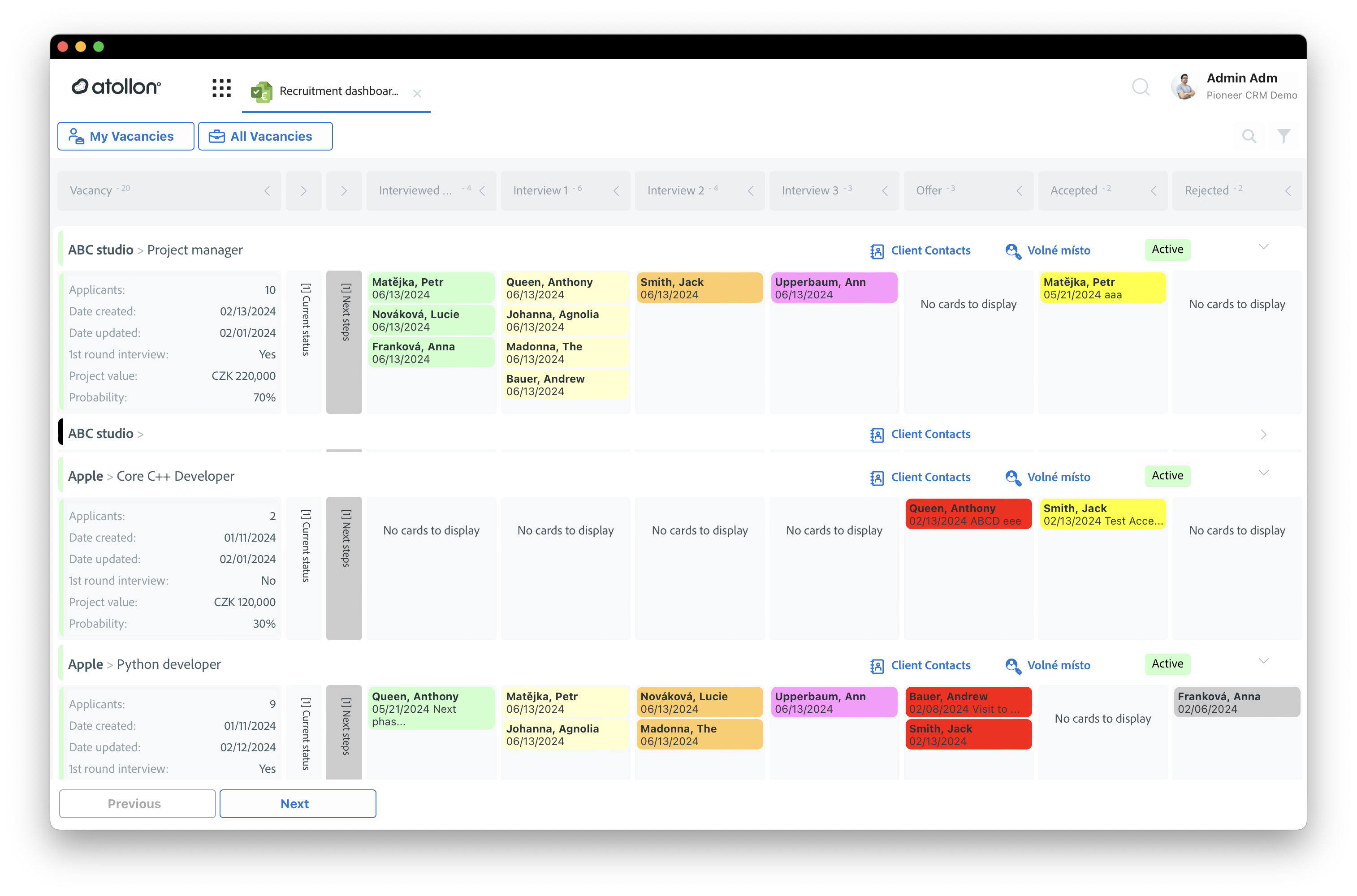 Recruitment dashboard